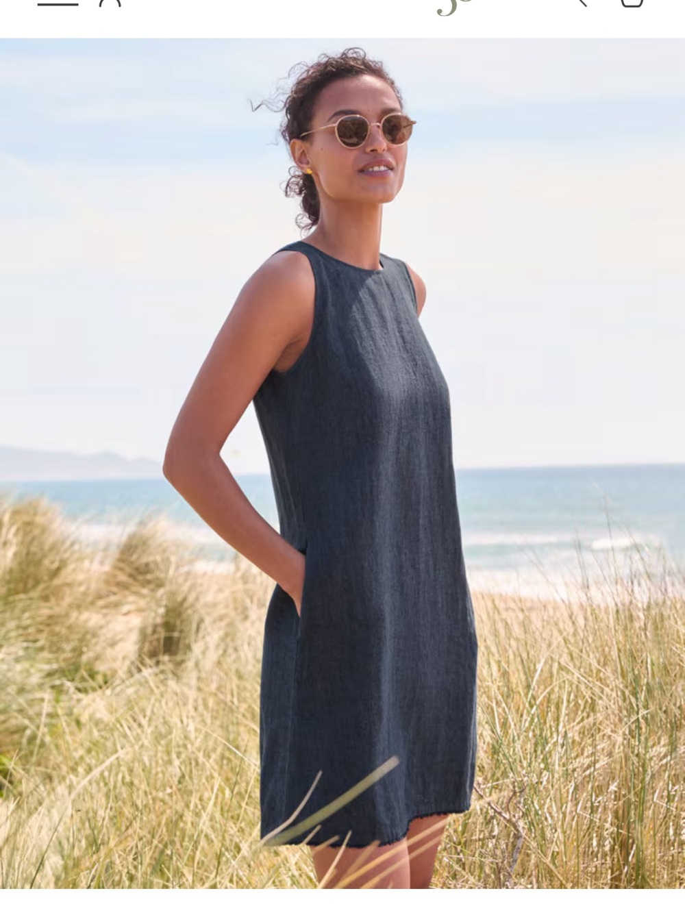 Garnet Hill Navy Linen shift dress